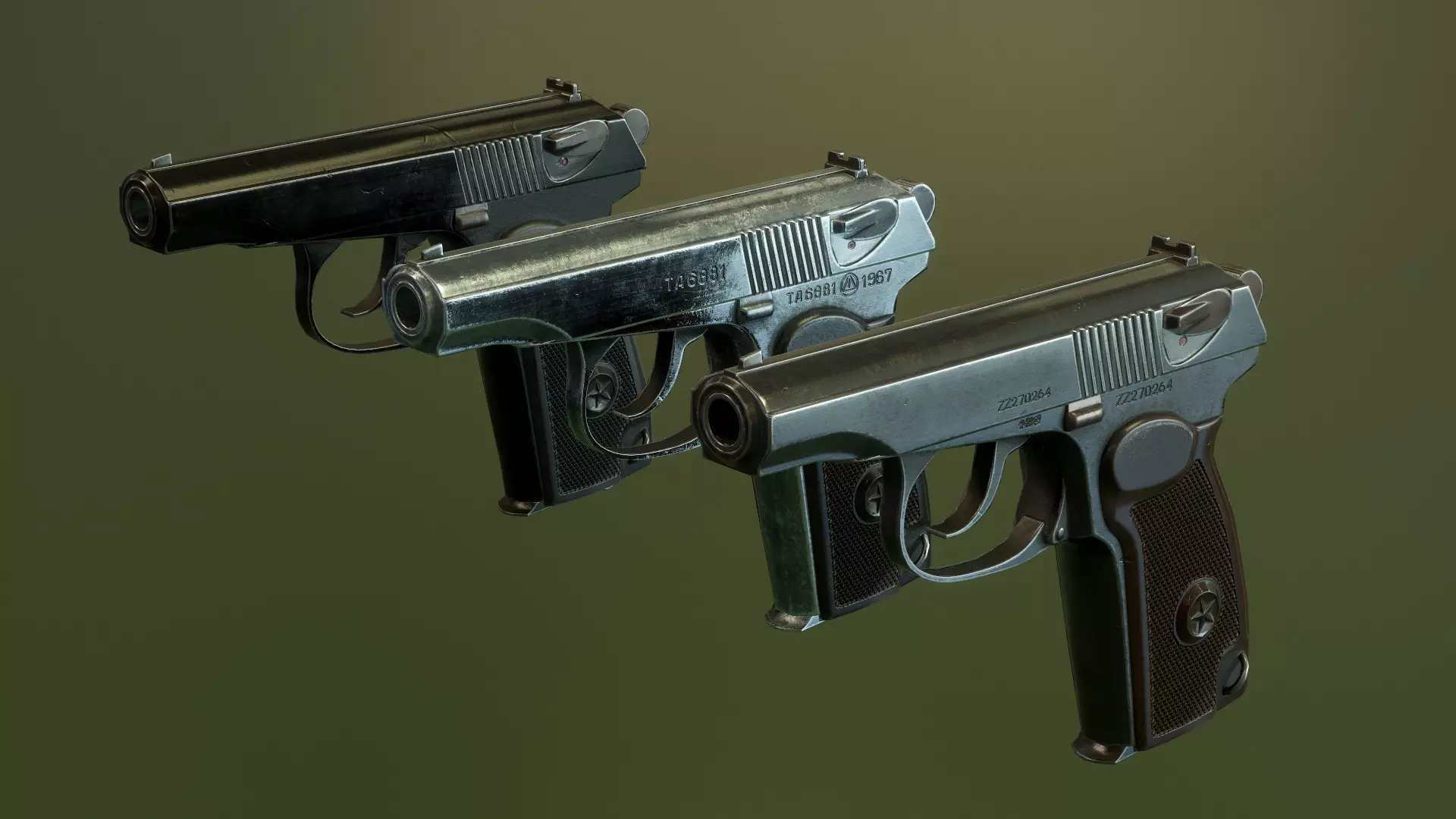 PM Makarov pistol Low-poly 3D model_0