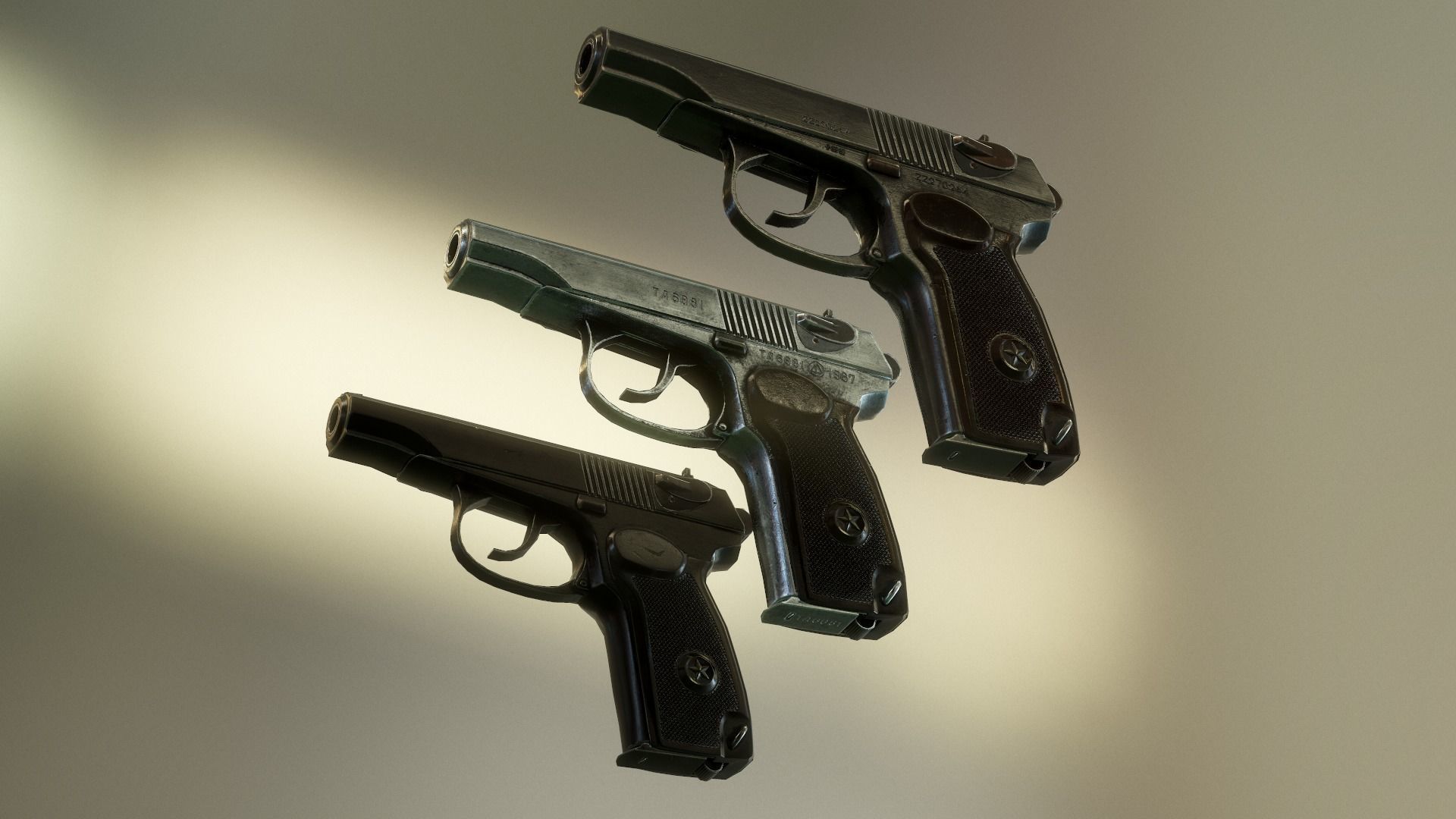 PM Makarov pistol Low-poly 3D model_4