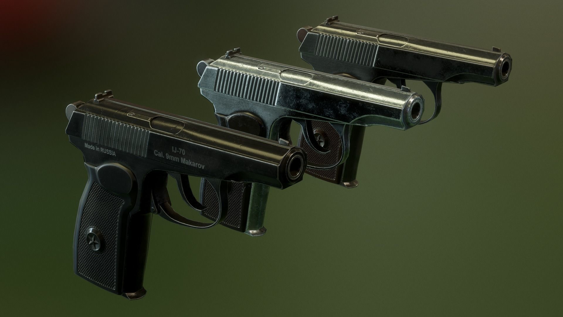 PM Makarov pistol Low-poly 3D model_1