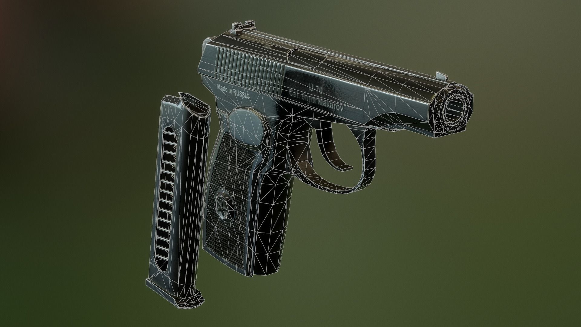 PM Makarov pistol Low-poly 3D model_6