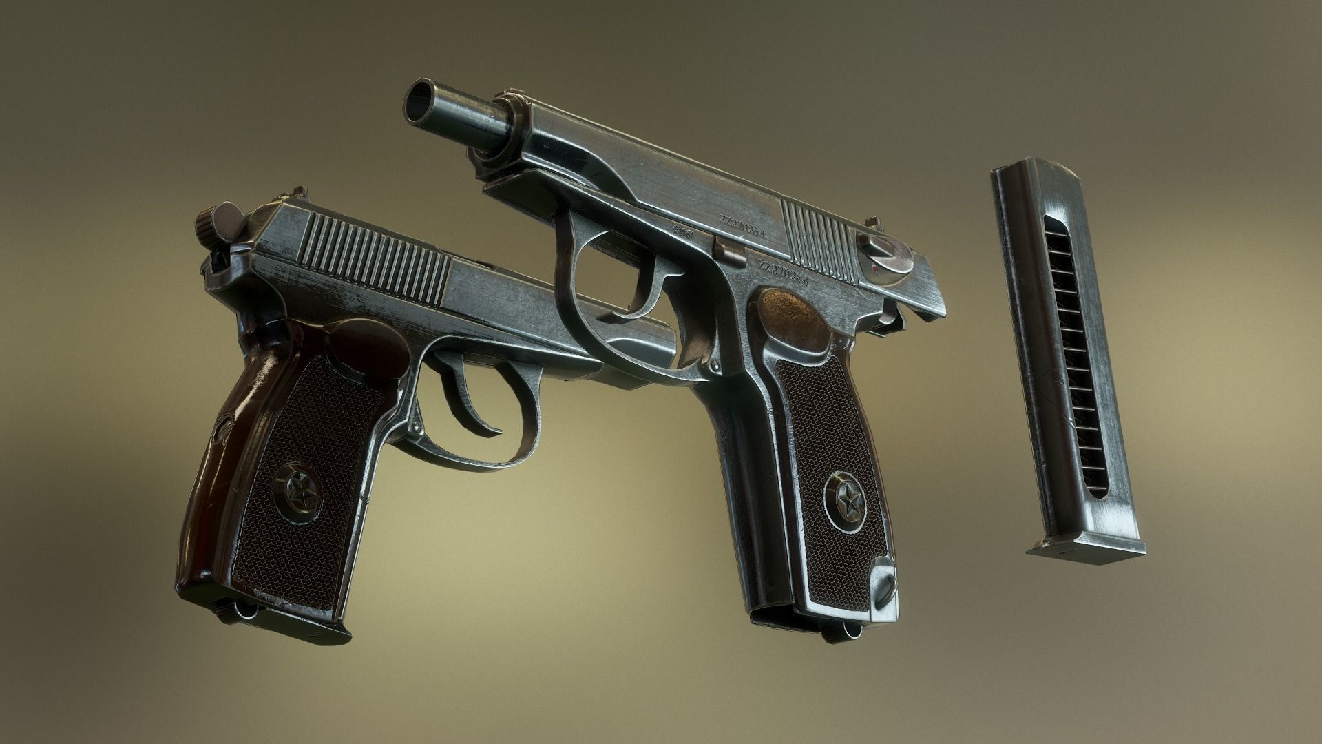 PM Makarov pistol Low-poly 3D model_3