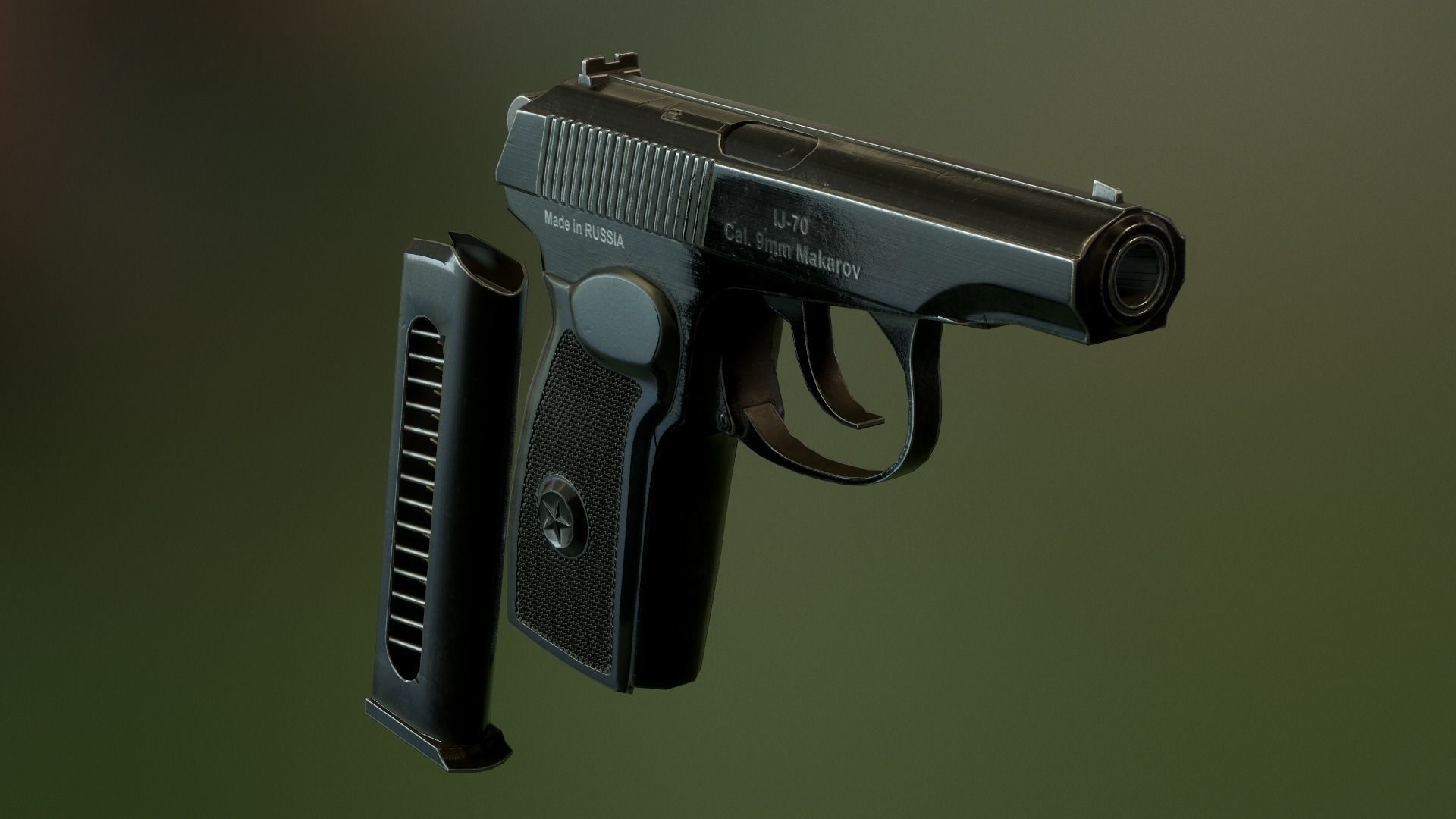 PM Makarov pistol Low-poly 3D model_5