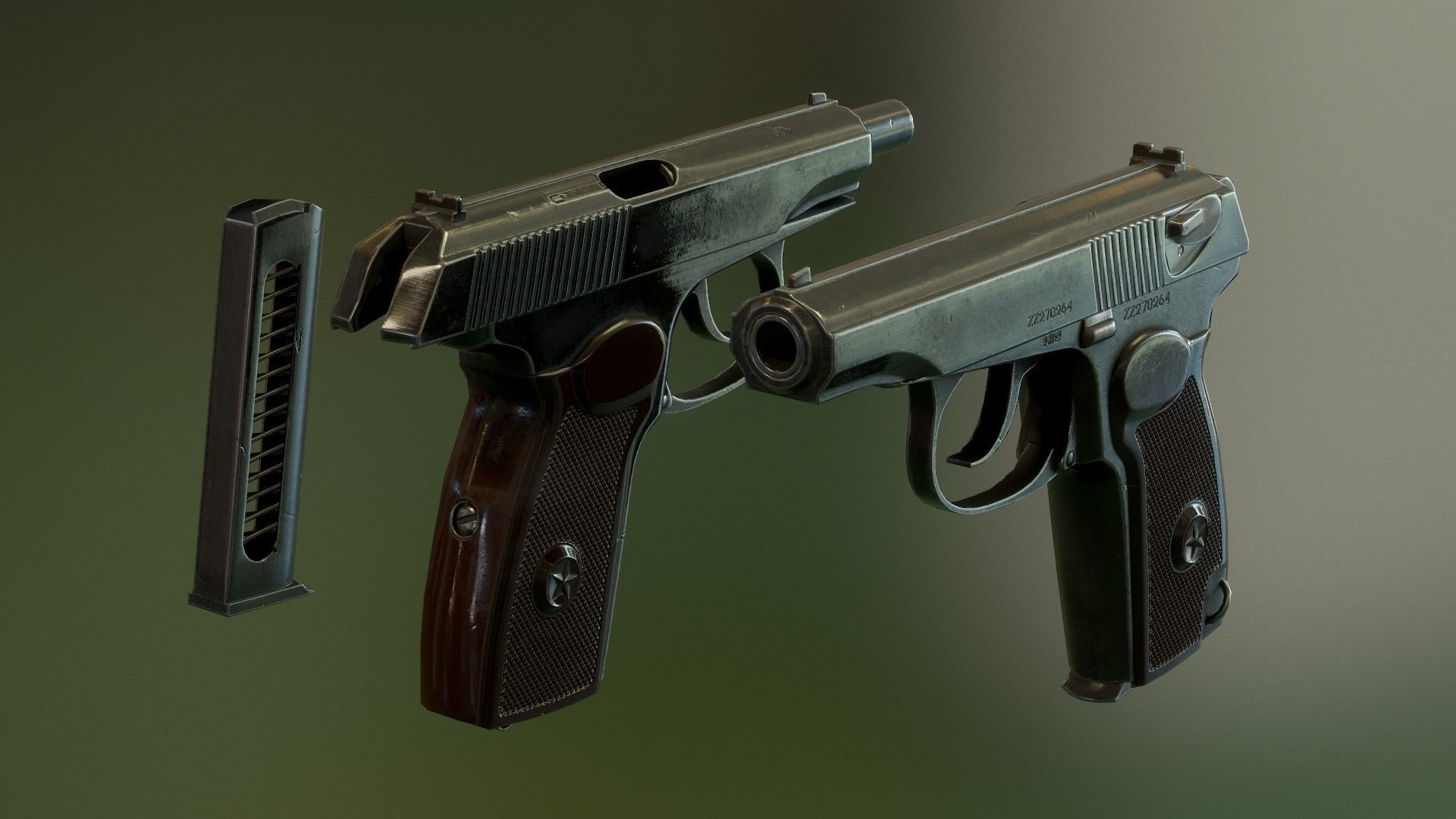 PM Makarov pistol Low-poly 3D model_2