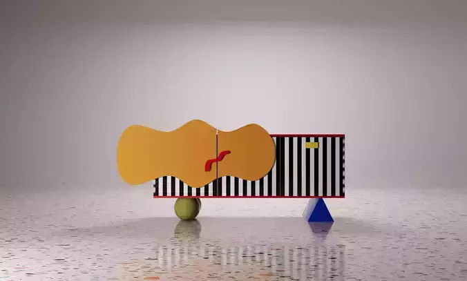 Memphis Style Creative Sideboard Cabinet 3D model