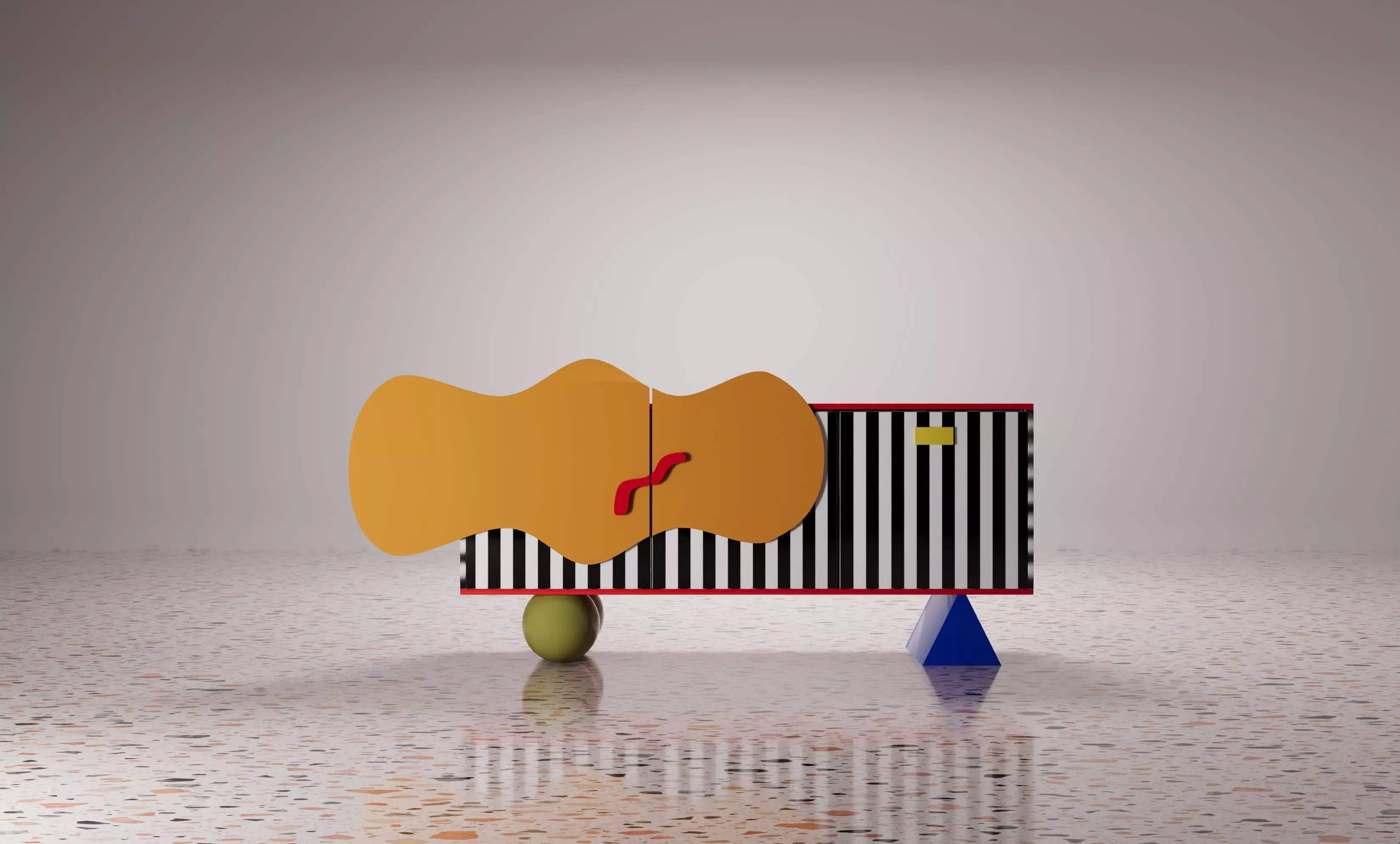 Memphis Style Creative Sideboard Cabinet 3D model