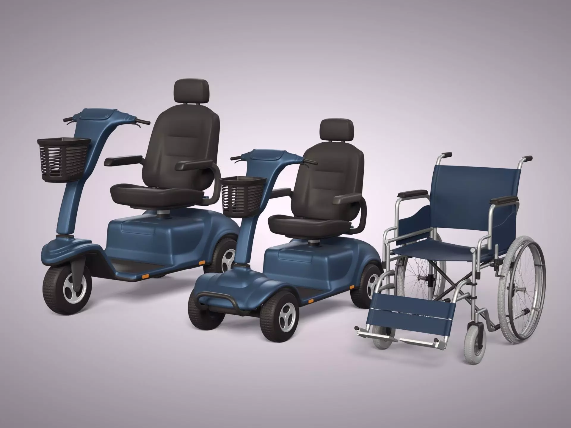 Generic Mobility Scooter and Wheelchair Low-poly 3D model