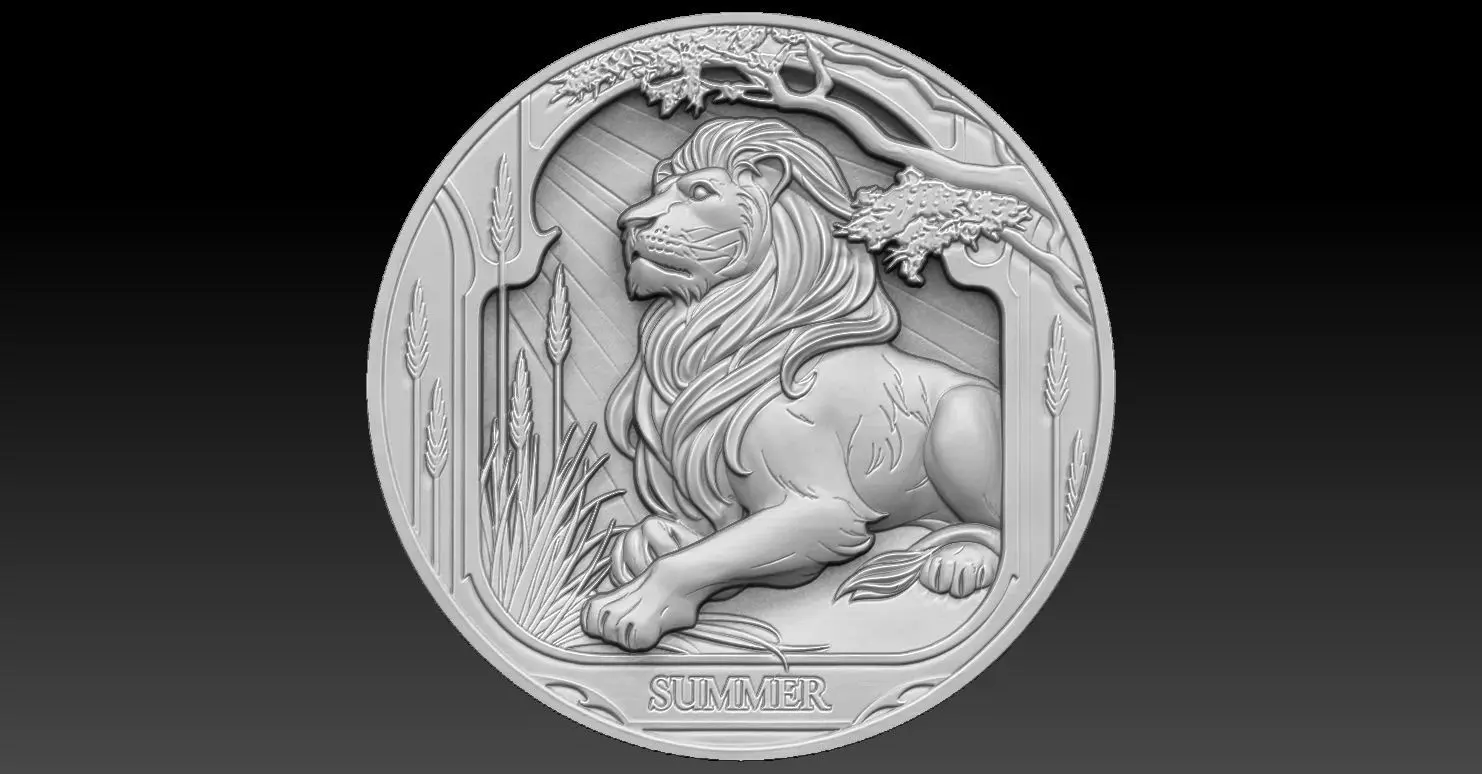 Lion coin CNC Relief Model 3D print model