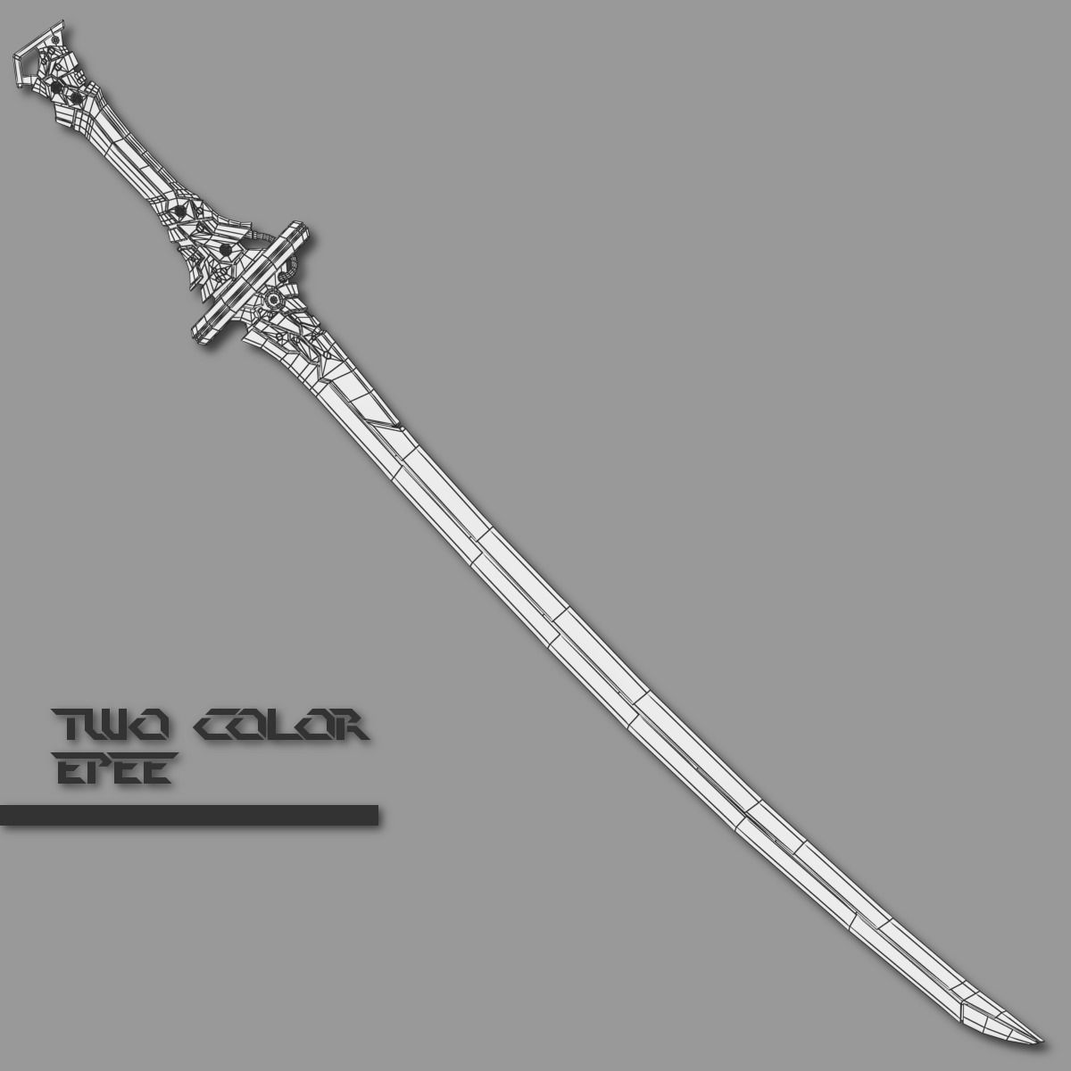 Two Colors Epee Low-poly 3D model_22