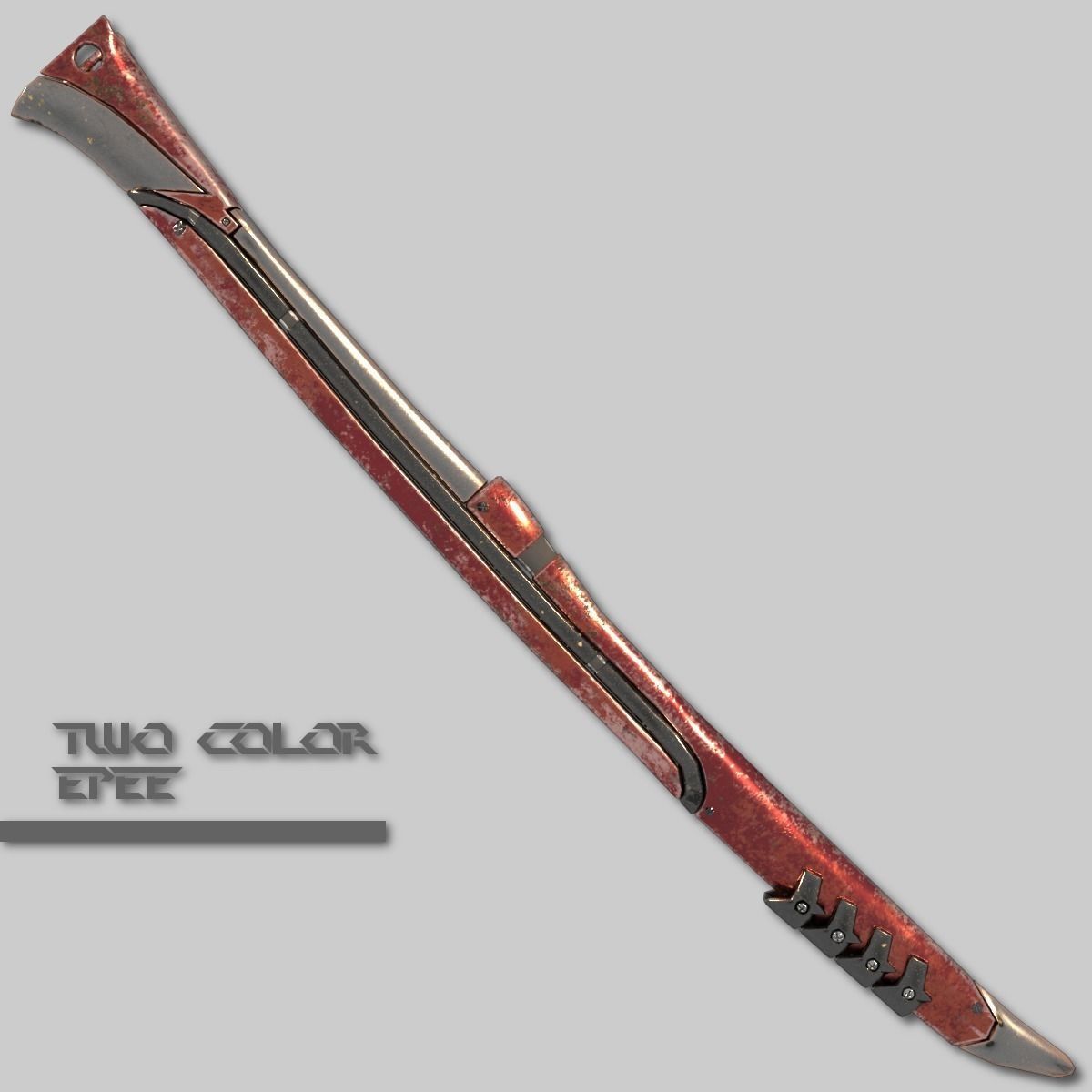 Two Colors Epee Low-poly 3D model_5