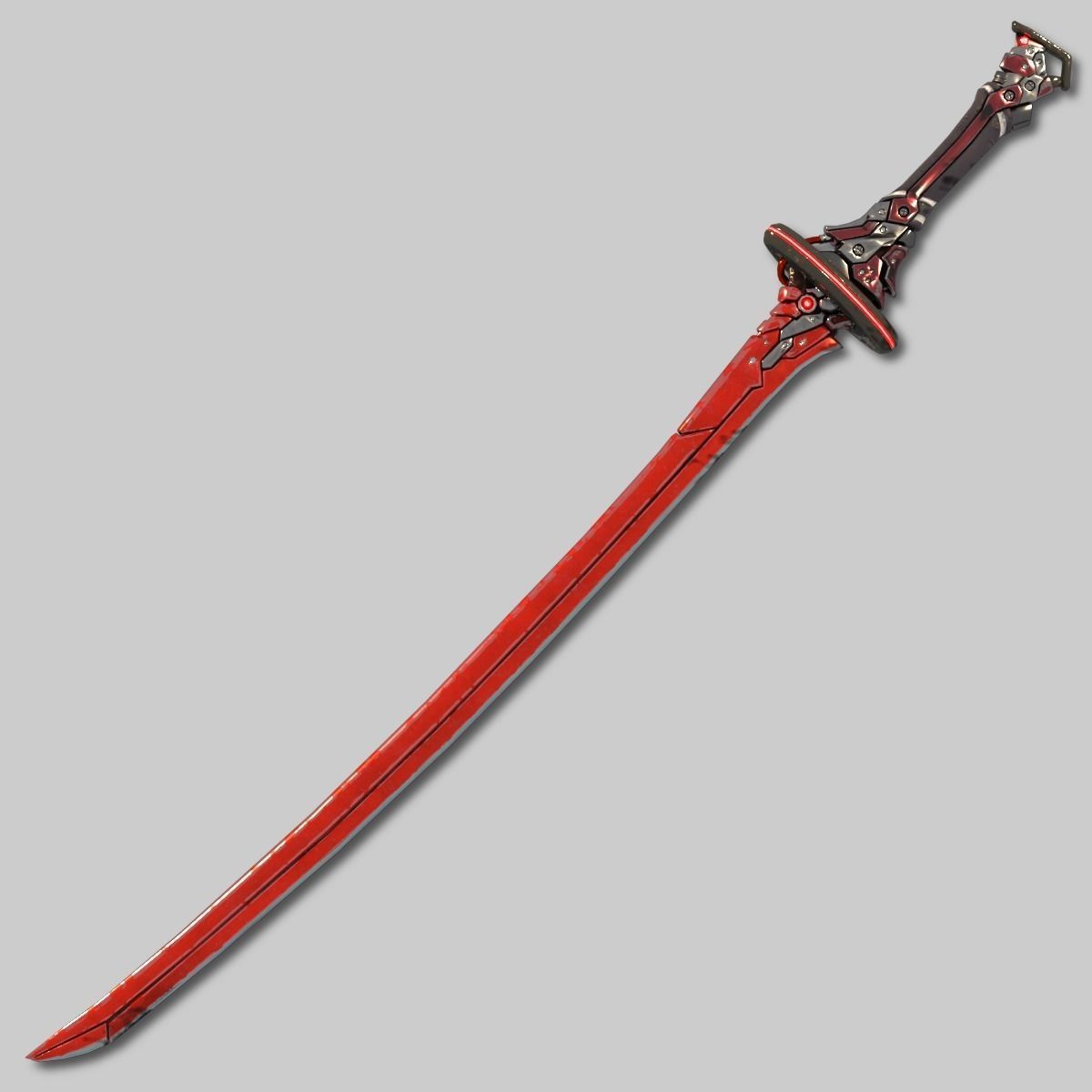 Two Colors Epee Low-poly 3D model_7