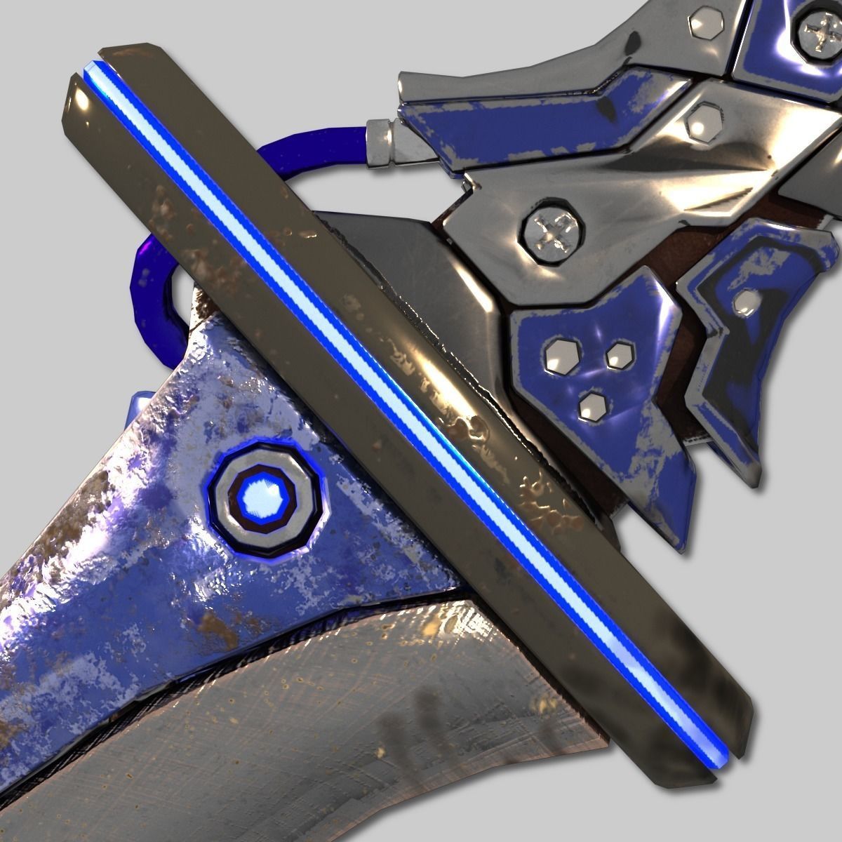 Two Colors Epee Low-poly 3D model_16