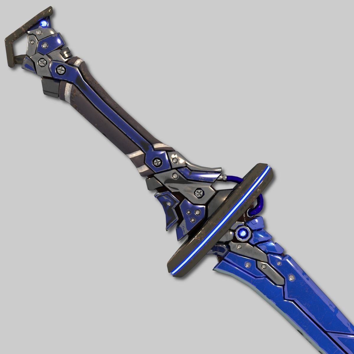 Two Colors Epee Low-poly 3D model_12