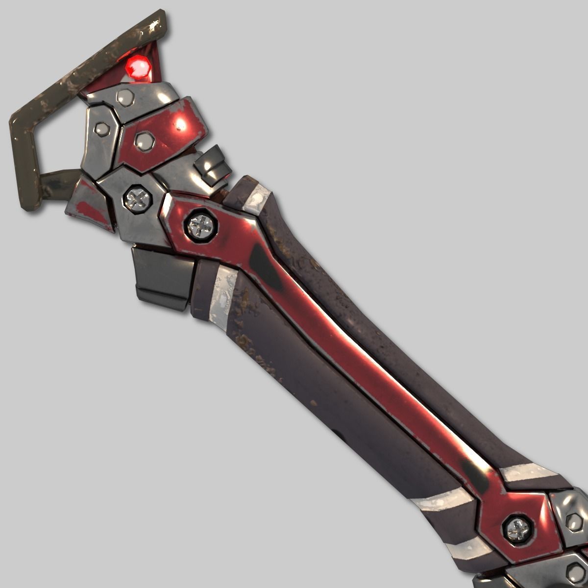 Two Colors Epee Low-poly 3D model_14