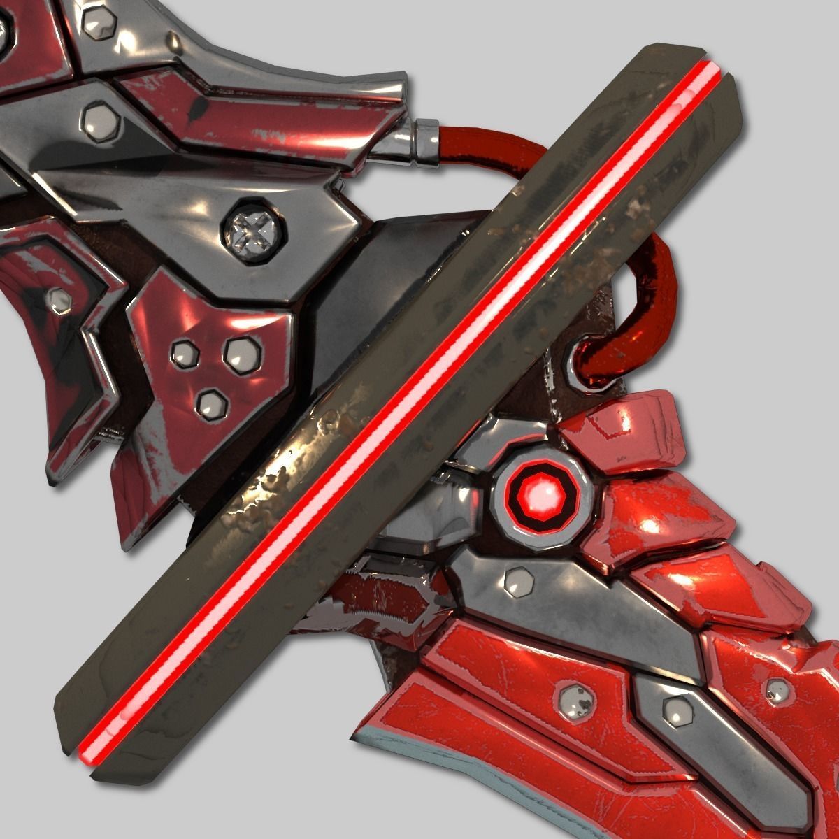 Two Colors Epee Low-poly 3D model_15
