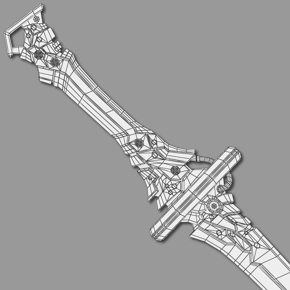 Two Colors Epee Low-poly 3D model_25