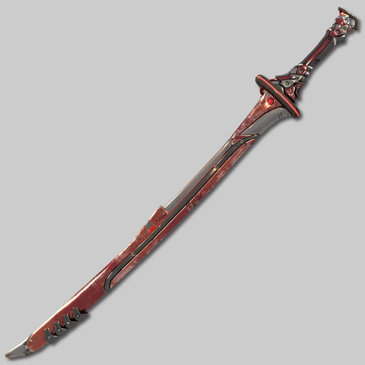 Two Colors Epee Low-poly 3D model_9