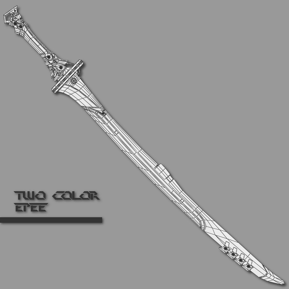 Two Colors Epee Low-poly 3D model_23