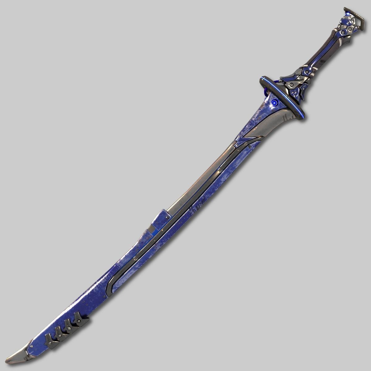 Two Colors Epee Low-poly 3D model_10