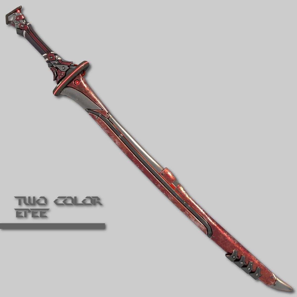 Two Colors Epee Low-poly 3D model_3