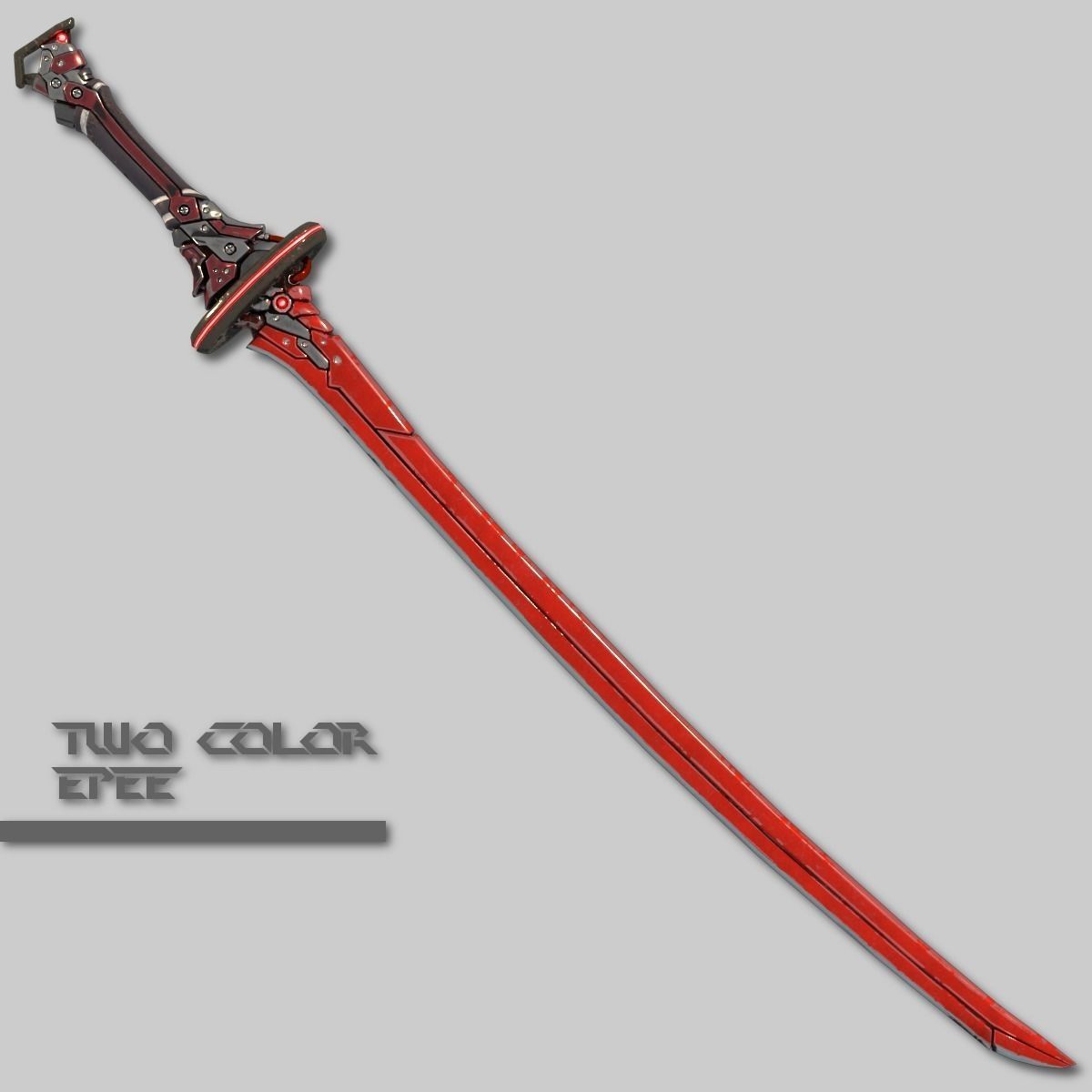 Two Colors Epee Low-poly 3D model_1