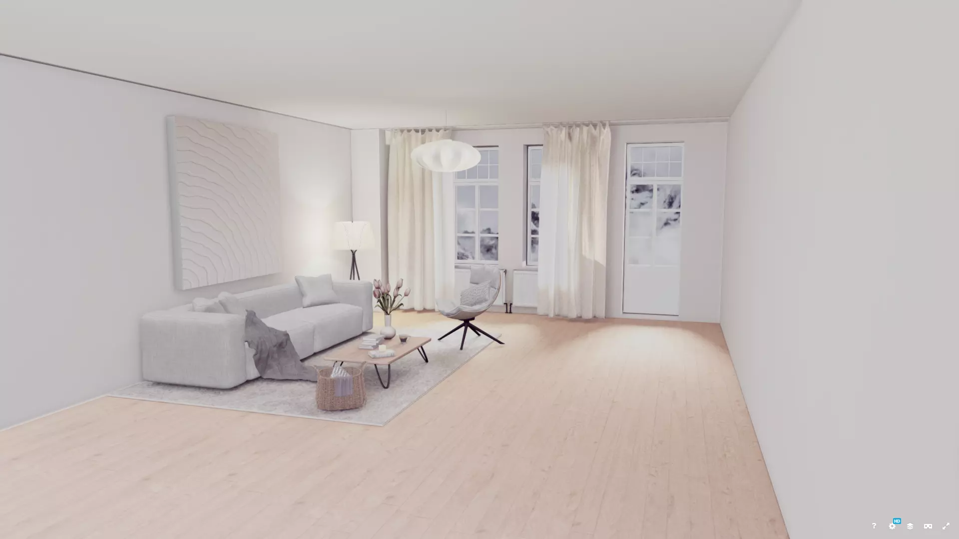 Cozy living room baked 3D print model