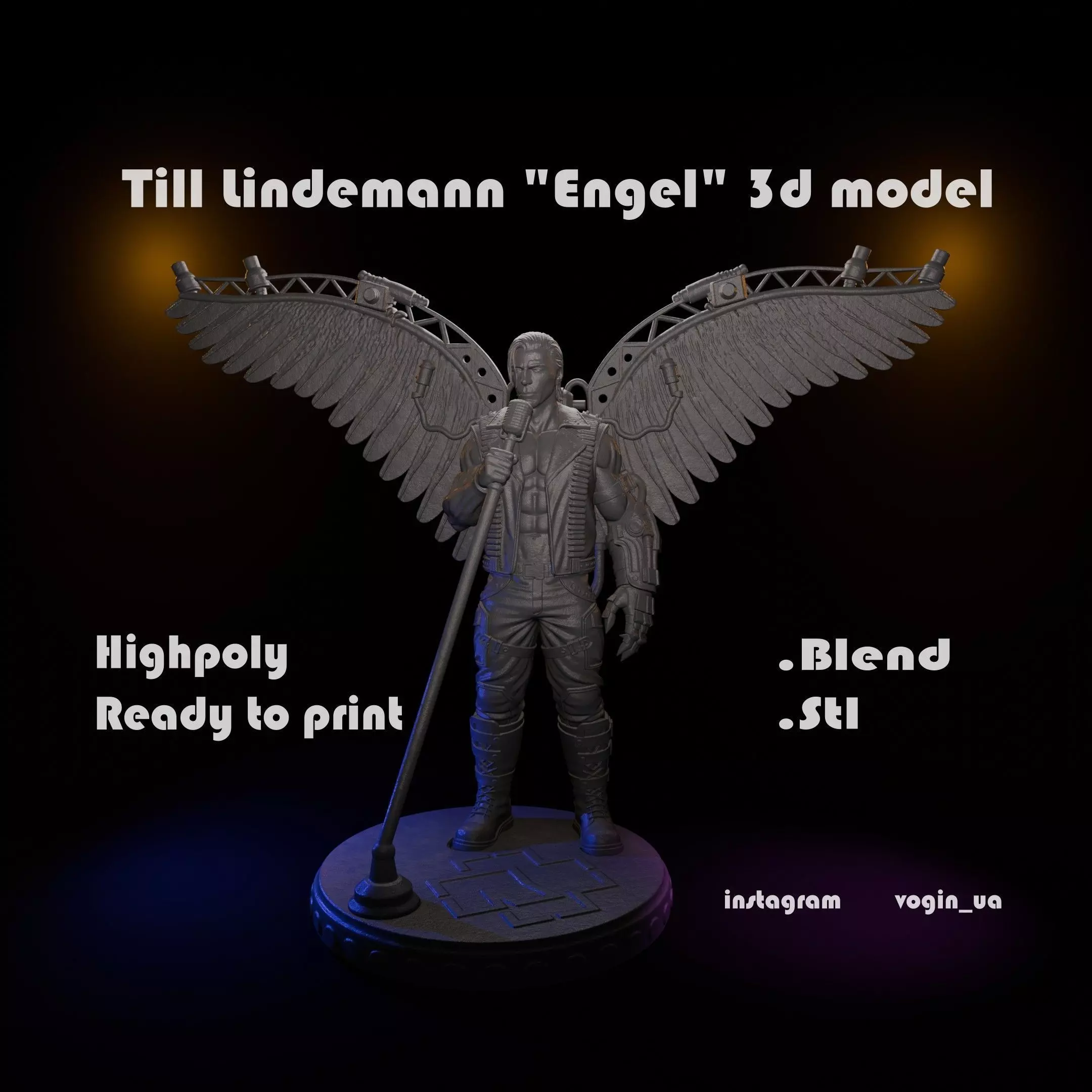 Till Lindemann Rammstein Engel 3d model printable 3D print model