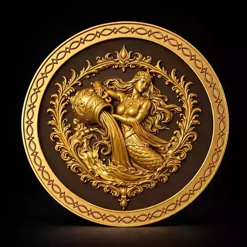 Aquarius Zodiac Pendant 3D Printable Model