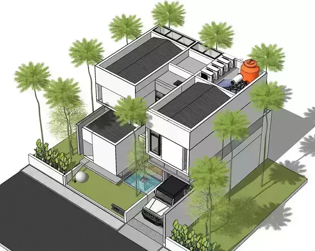 Modern Minimalist White House 3D Model Contemporary Design 3D model 4