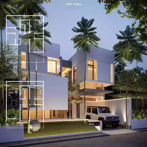 Modern Minimalist White House 3D Model Contemporary Design 3D model 7