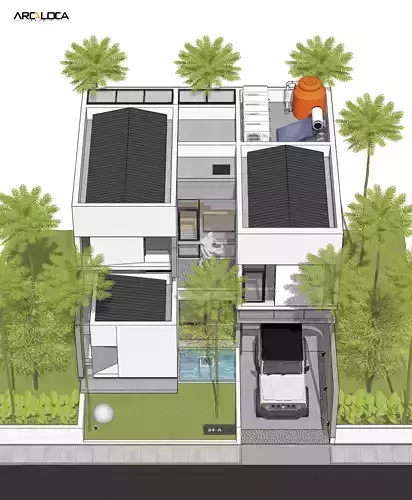 Modern Minimalist White House 3D Model Contemporary Design 3D model 5