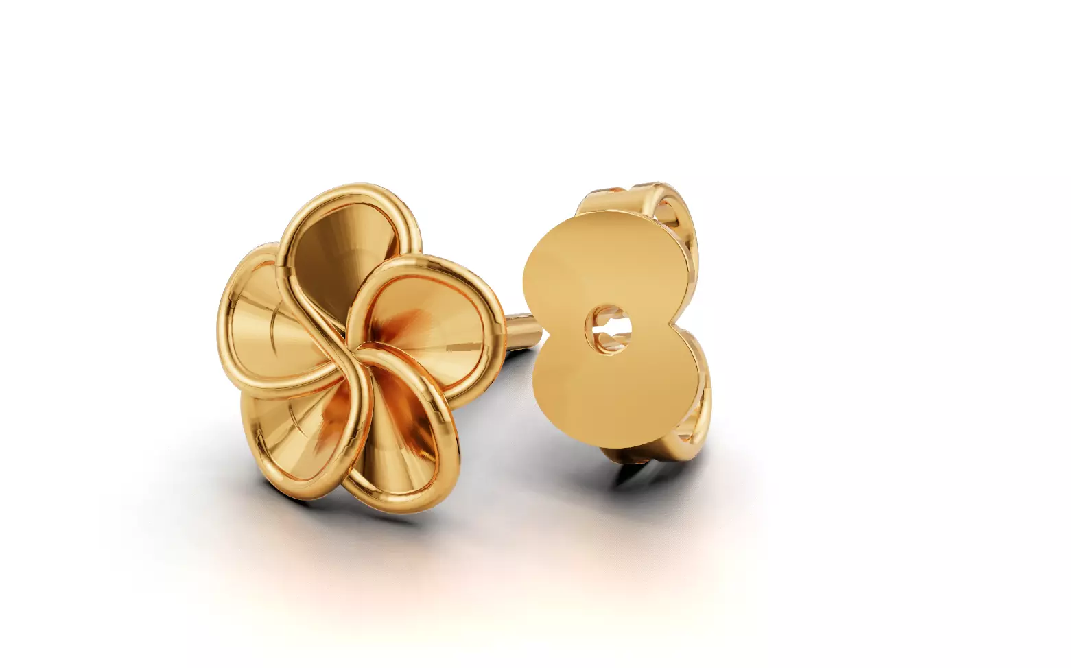 Interlocking Petal Floral Stud Earrings 3D print model