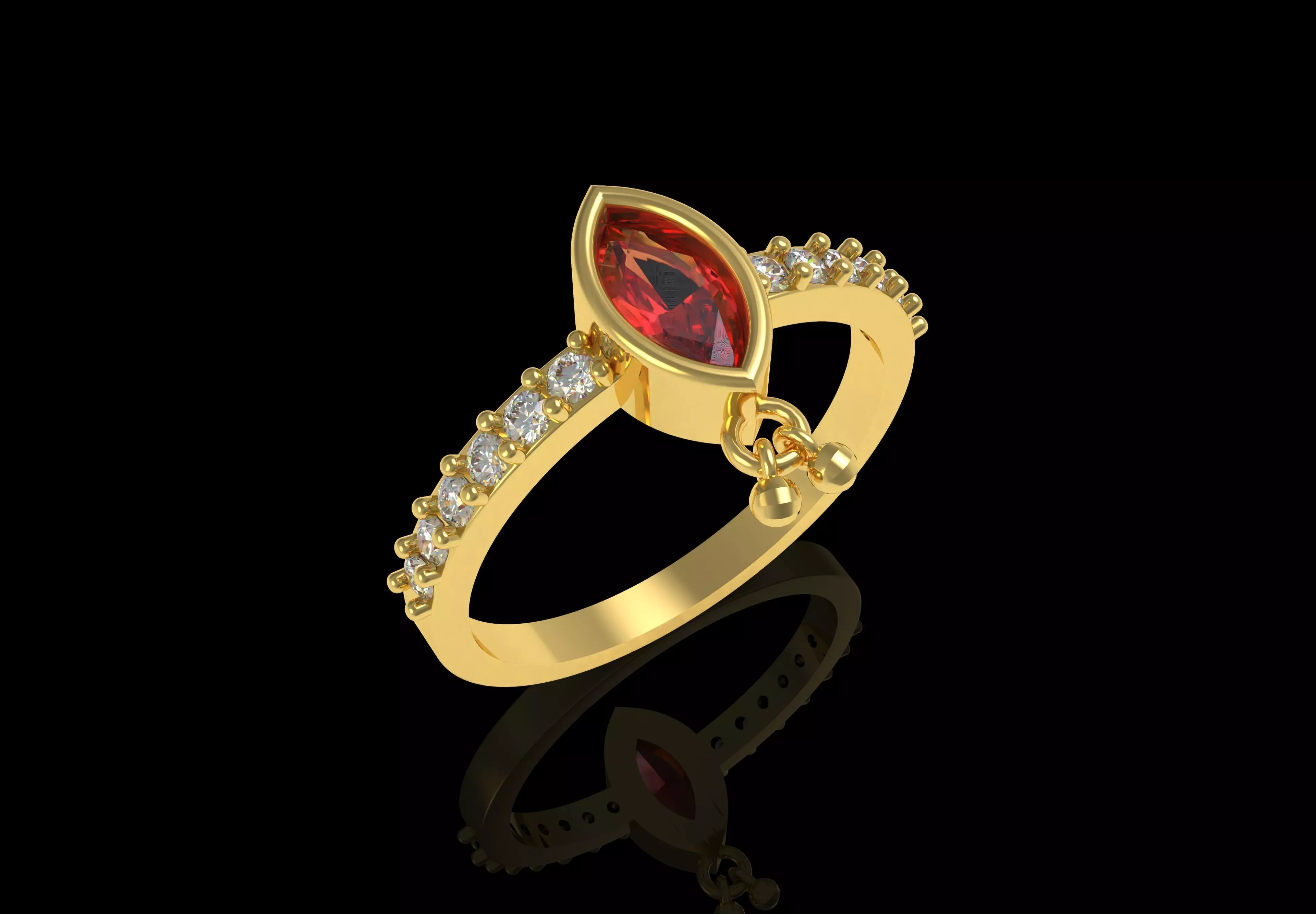 Ruby Marquee Ring 3D print model