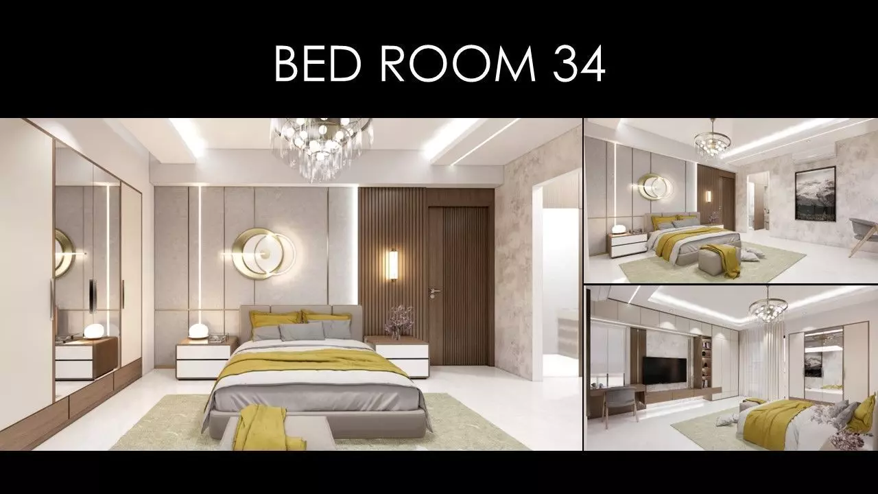 MORDERN BEDROOM 34 INTERIORS Low-poly 3D model