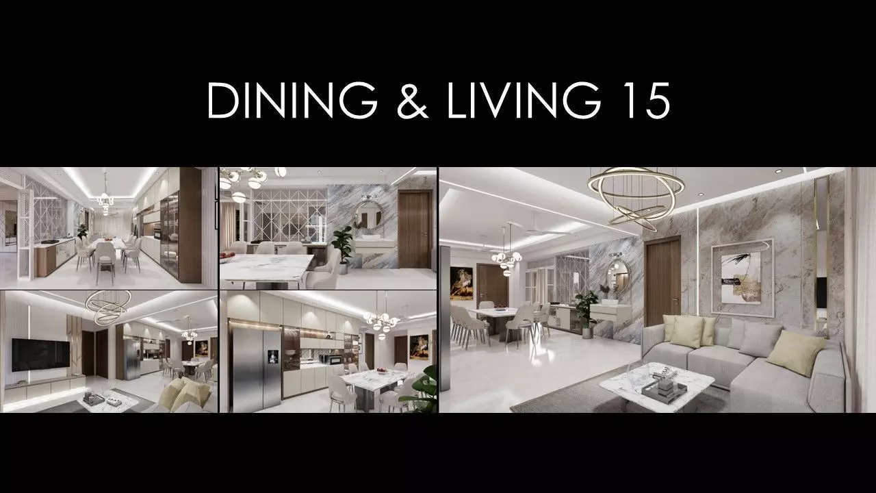 MORDERN FAMILY LIVING AND DINING 15 INTERIORS Low-poly 3D model