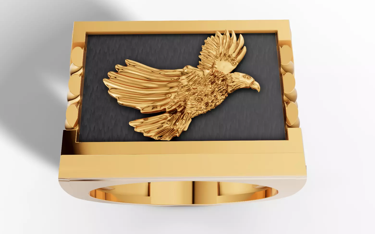 Majestic Eagle Signet Ring with Braided Shoulders 3D print model