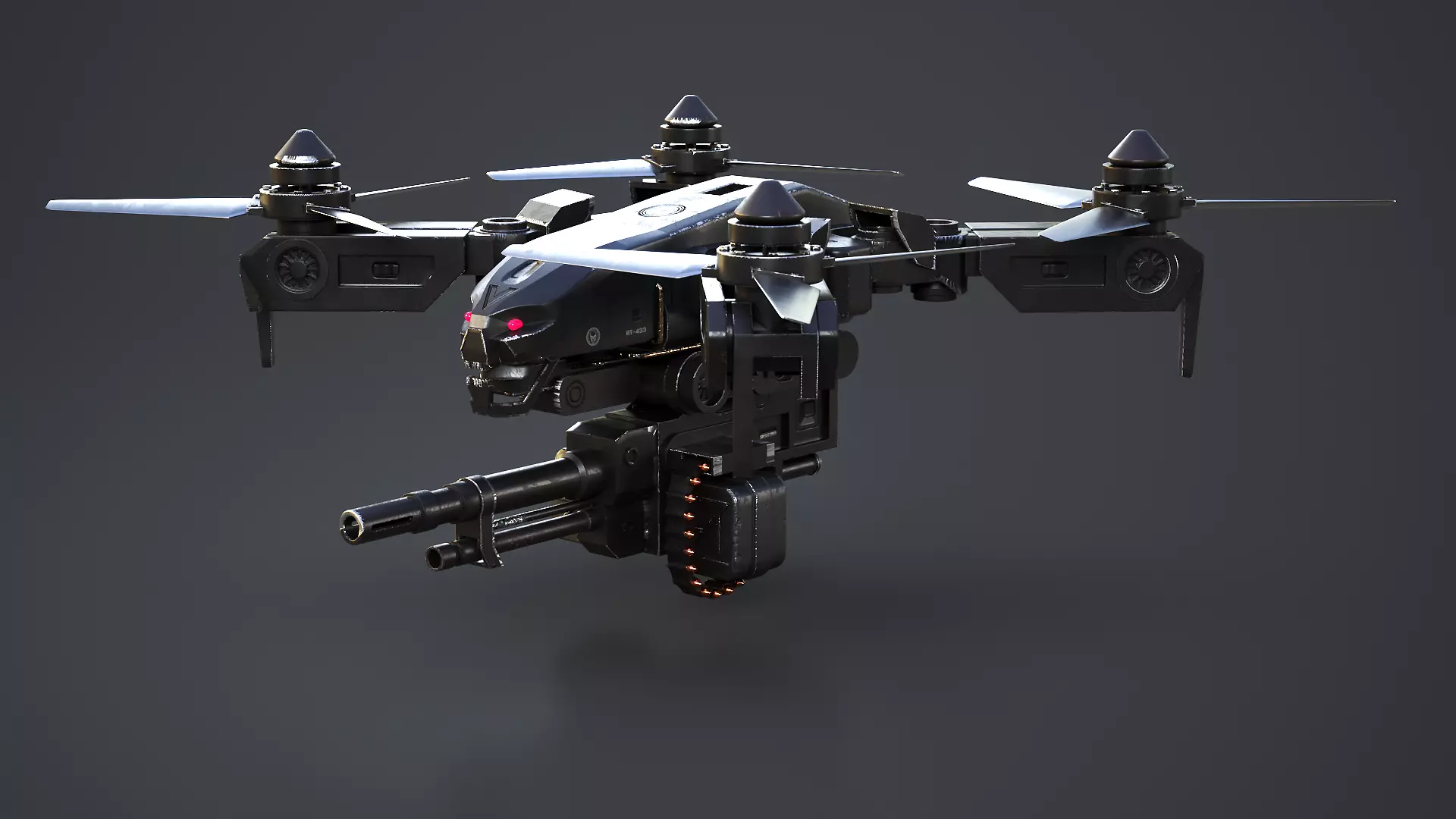 Futuristic Military Attack Drone Low-poly 3D model