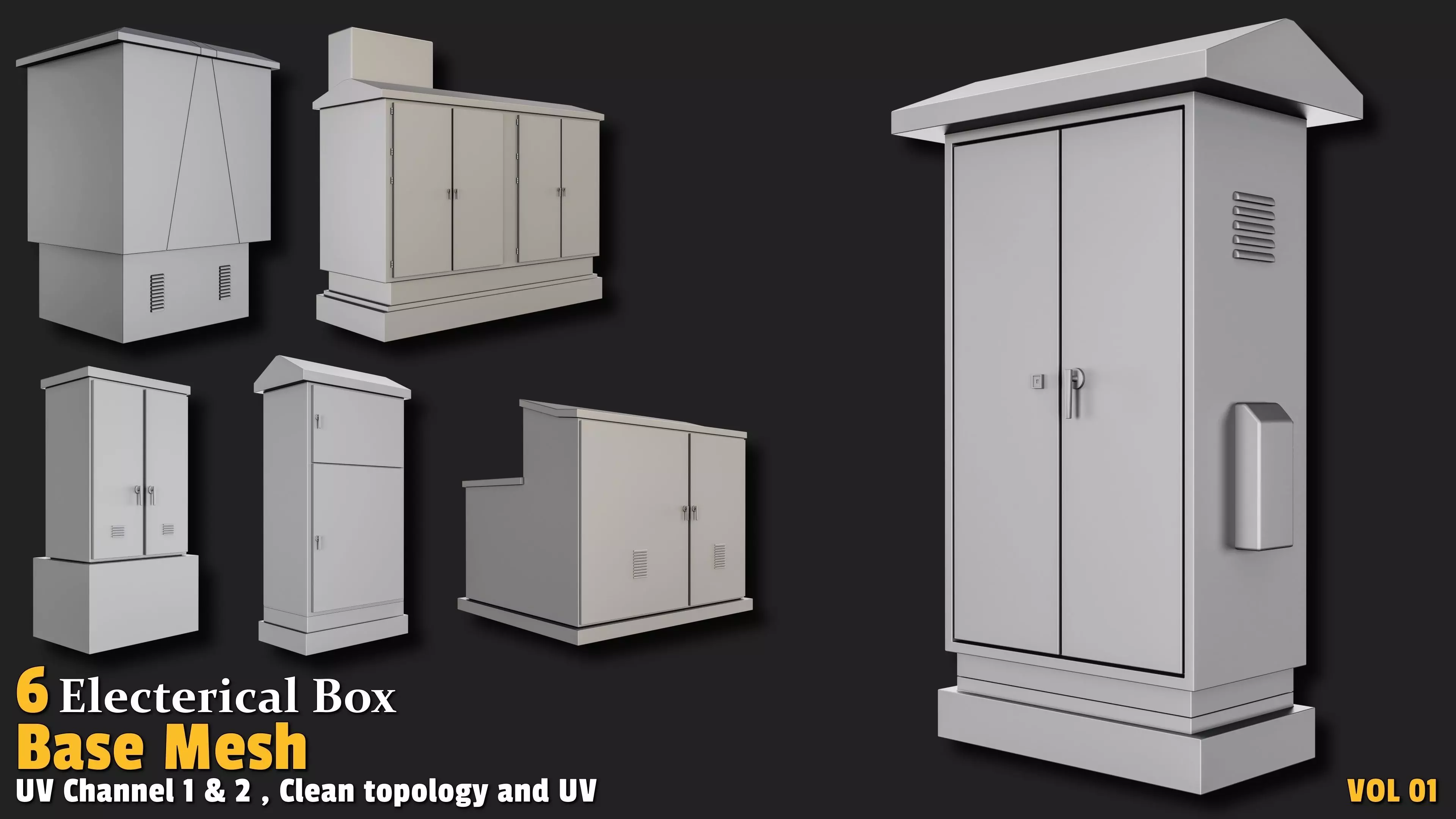 6 Electrical Box Base Mesh Collection Vol 01 Low-poly 3D model