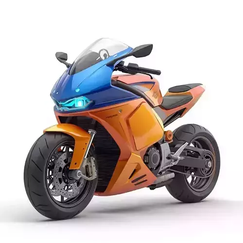 Futuristic Cartoon City Motorcycle 3D Model