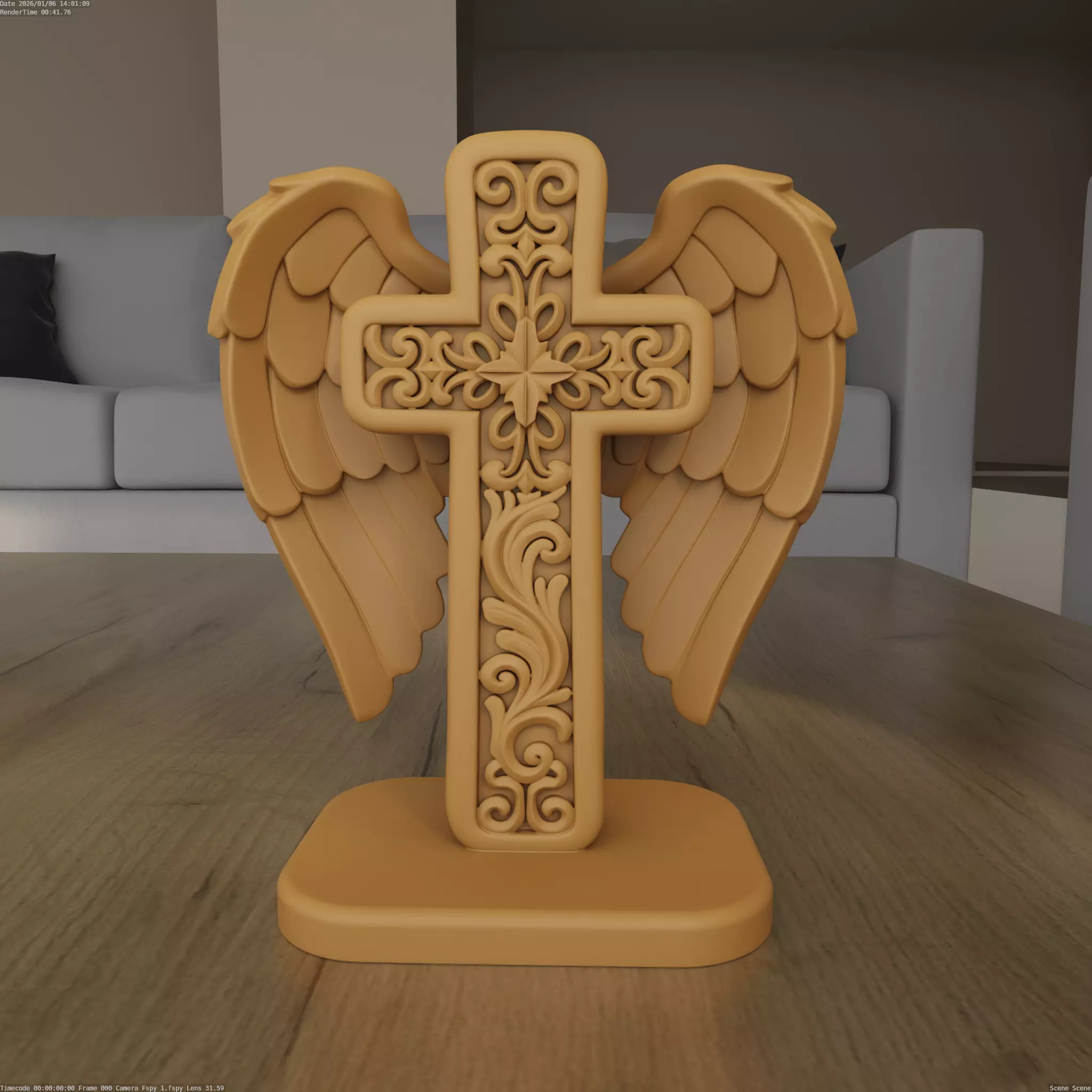 Winged Angel Cross Ornate 3D STL Model for Printing 3D print model