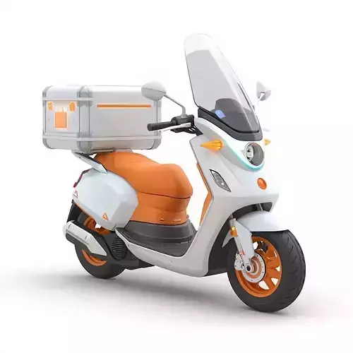 Futuristic Cartoon Delivery Motorcycle 3D Model
