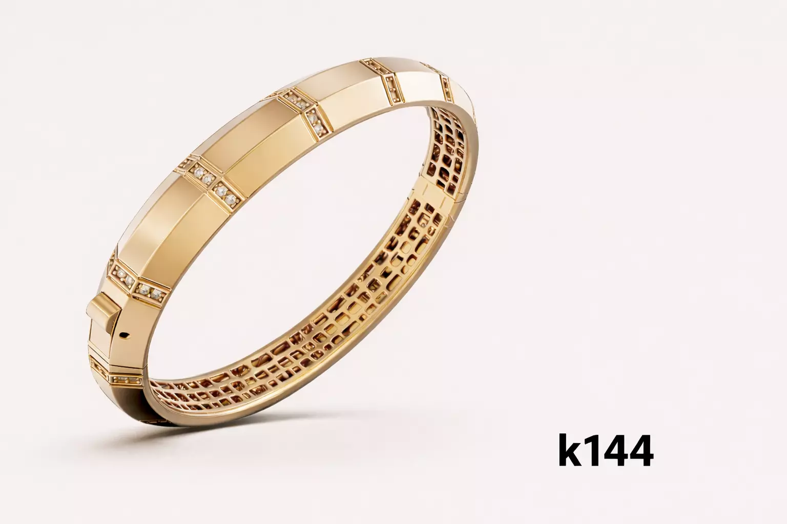 Luxury Modular Gold Bangle with Jewel Accents 3D print model