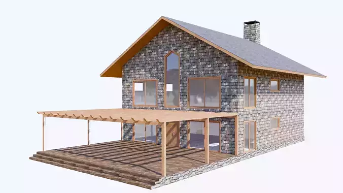 wood house exterior 3D model | CGTrader