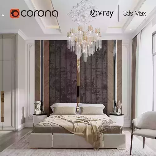 BEDROOM AND BATHROOM CLASSIC STYLE 3D model