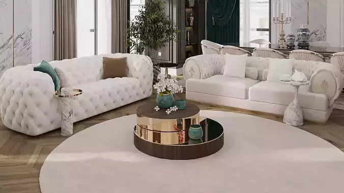 LIVING ROOM CLASSIC STYLE 3D model 7