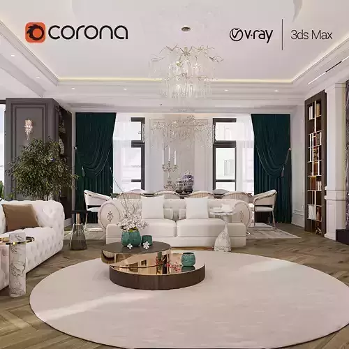 LIVING ROOM CLASSIC STYLE 3D model