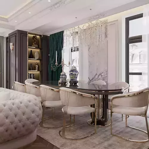 LIVING ROOM CLASSIC STYLE 3D model 6