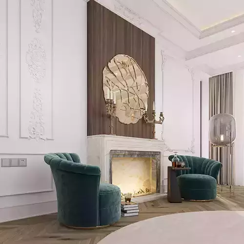 LIVING ROOM CLASSIC STYLE 3D model 2