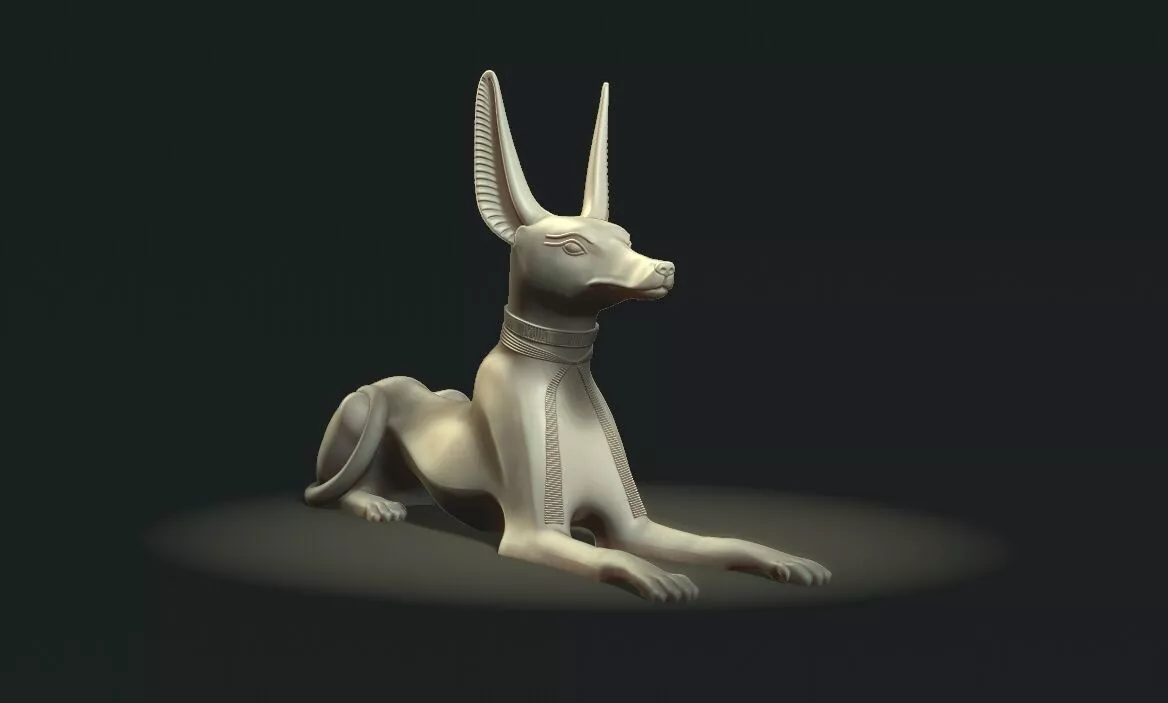 Anubis Egyptian Sitting Statue STL 3D Printable Model 3D print model