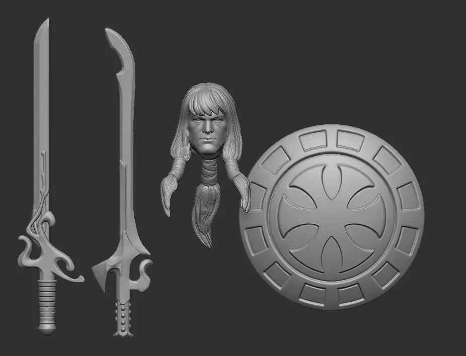 King Grayskull Headsculpt with Swords and Shields 3D print model