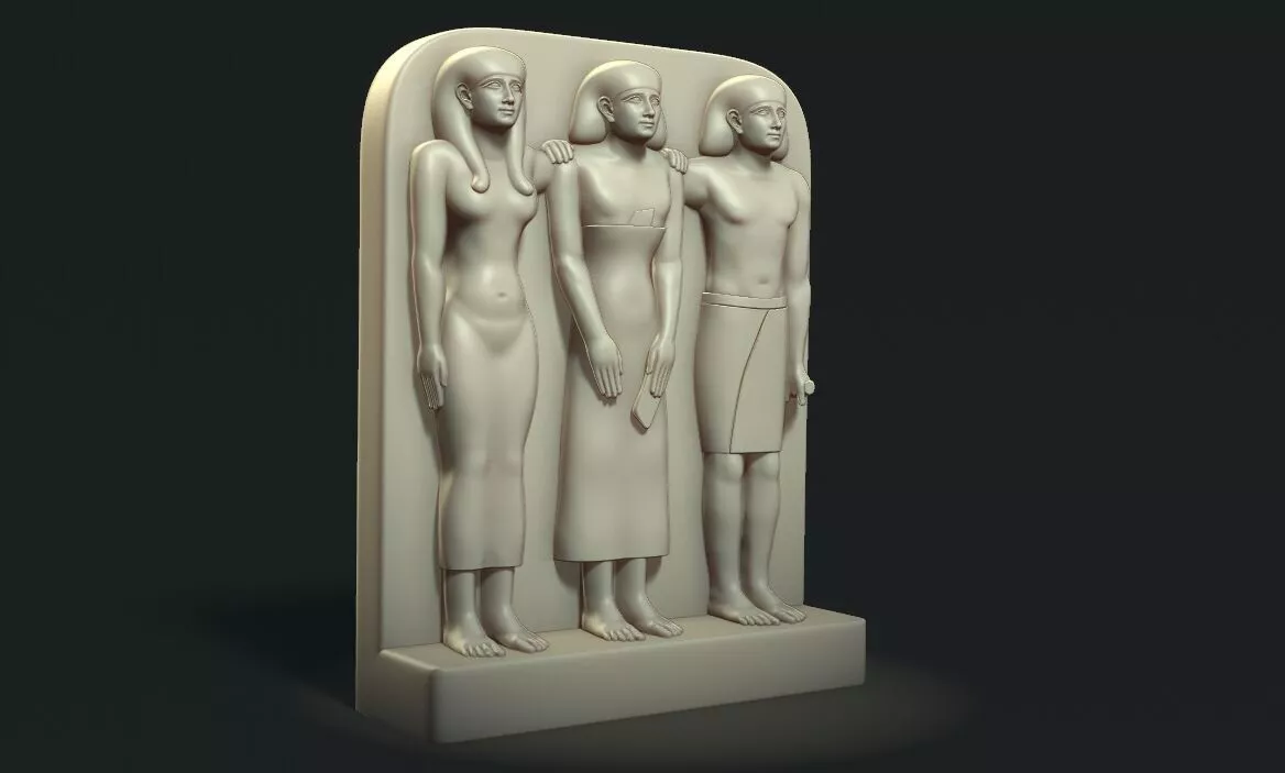 Egyptian Pharaoh Family Group of Three Relief 3d printable model 3D print model